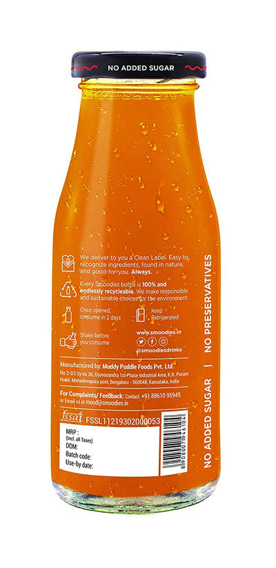 200ml Smoodies Original Orange Juice chilled bottle that says 100% natural all fruit juice