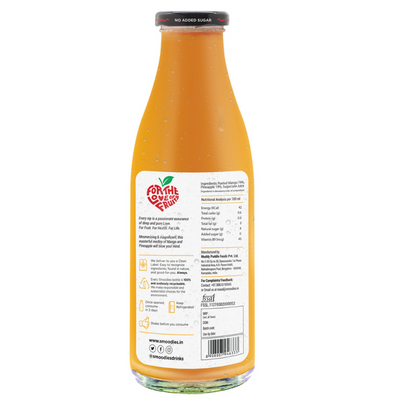 1 litre Smoodies Mango Smoothie chilled bottle that says 100% natural all fruit juice