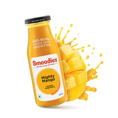 200ml Smoodies Mango Smoothie chilled bottle that says 100% natural all fruit juice