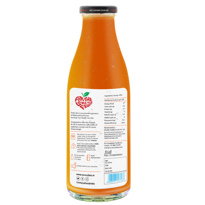 1 litre Smoodies Original Orange Juice chilled bottle that says 100% natural all fruit juice