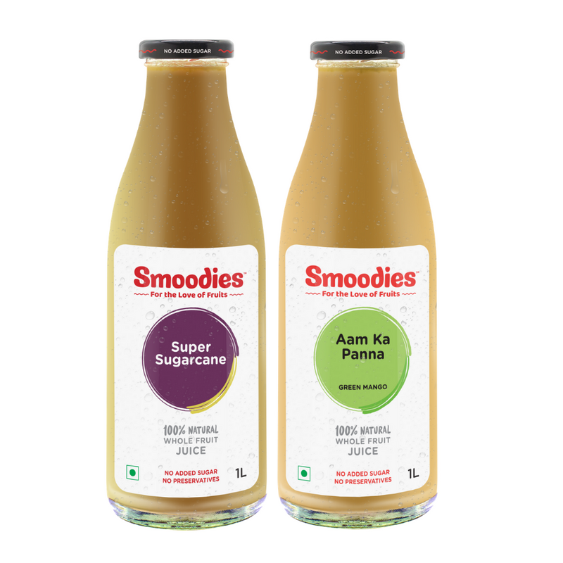 1 litre pack of Smoodies Sugarcane & Aam Panna chilled bottles (pack of 2) 