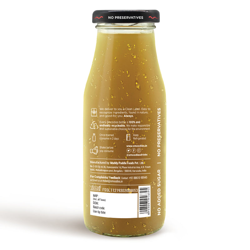 200ml Smoodies Sugarcane with Ginger chilled bottle that says 100% natural all fruit juice