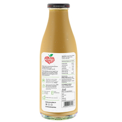 1 litre Smoodies Aam Panna (green mango) chilled bottle that says 100% natural all fruit juice